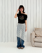 [ETA: END AUG] Swirl Lounge Ruched Tee in Black (Backorder)