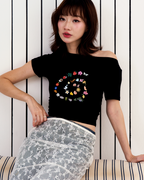 [ETA: END AUG] Swirl Lounge Ruched Tee in Black (Backorder)