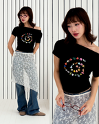 [ETA: END AUG] Swirl Lounge Ruched Tee in Black (Backorder)