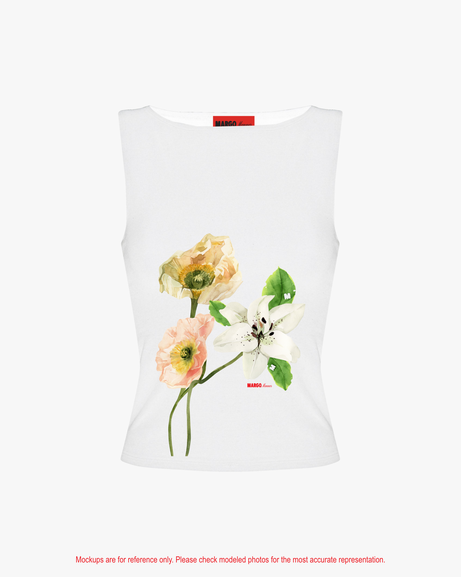 "Poppies" Boatneck Tank (White)