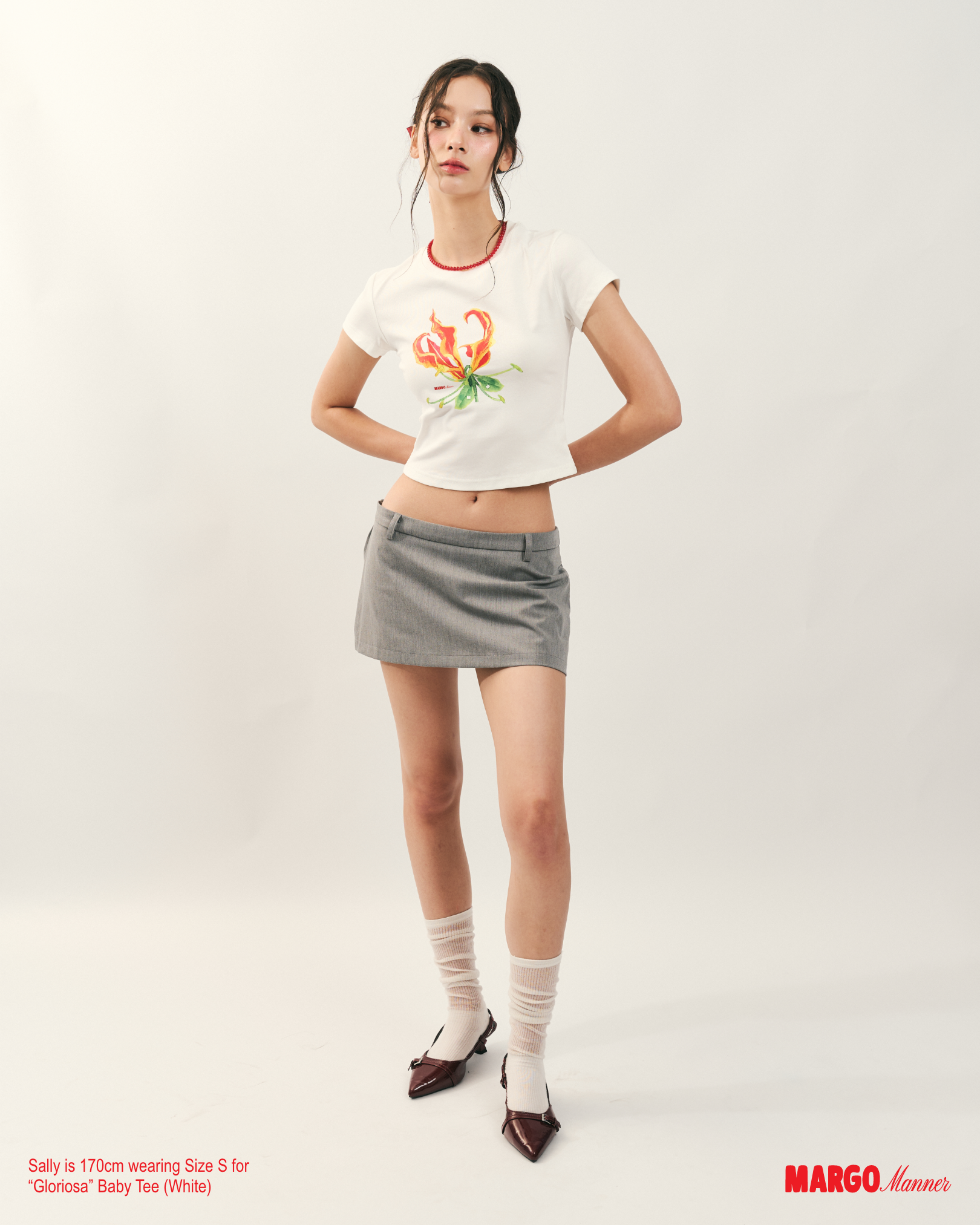 "Gloriosa" Baby Tee (White)