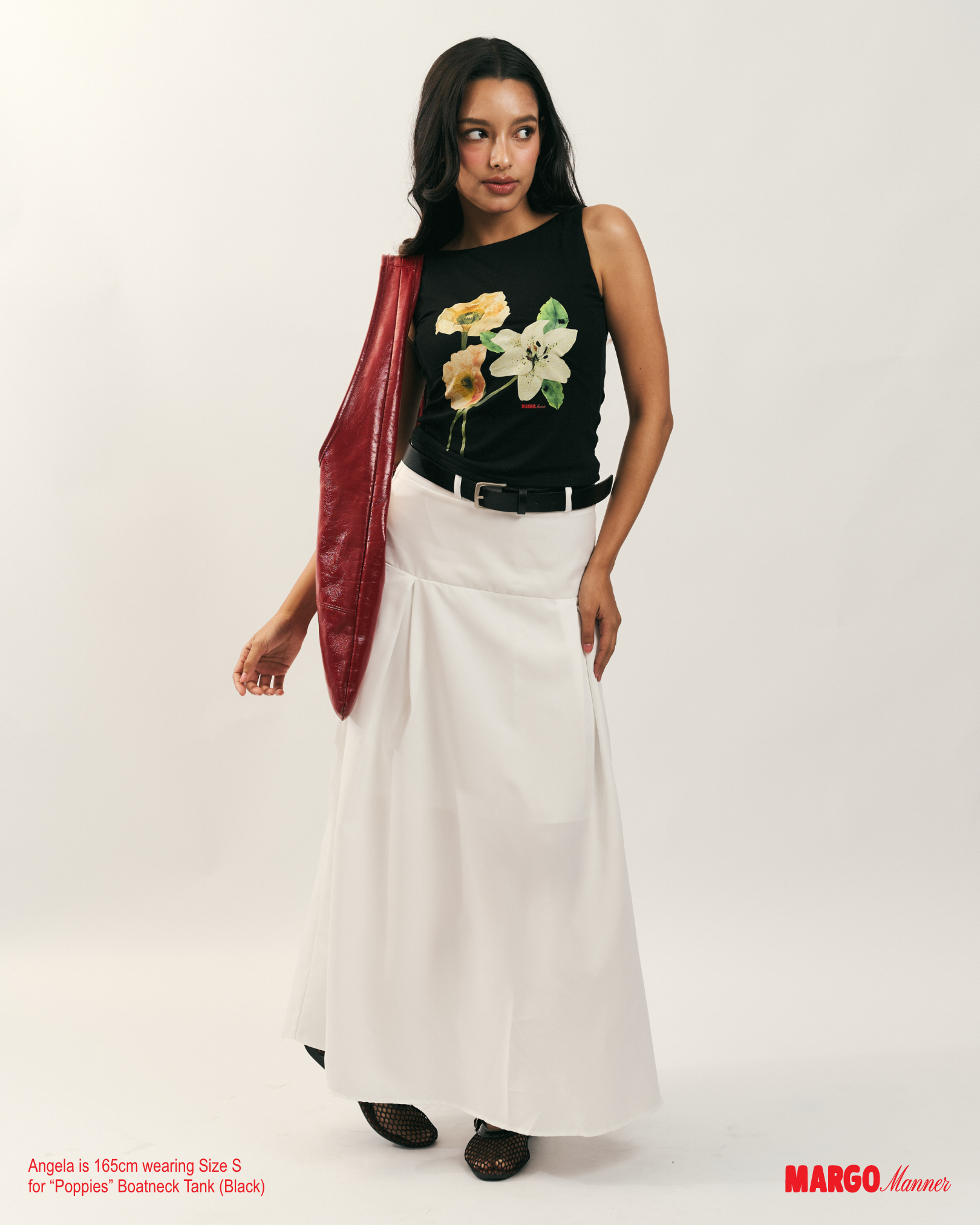 "Poppies" Boatneck Tank (Black)