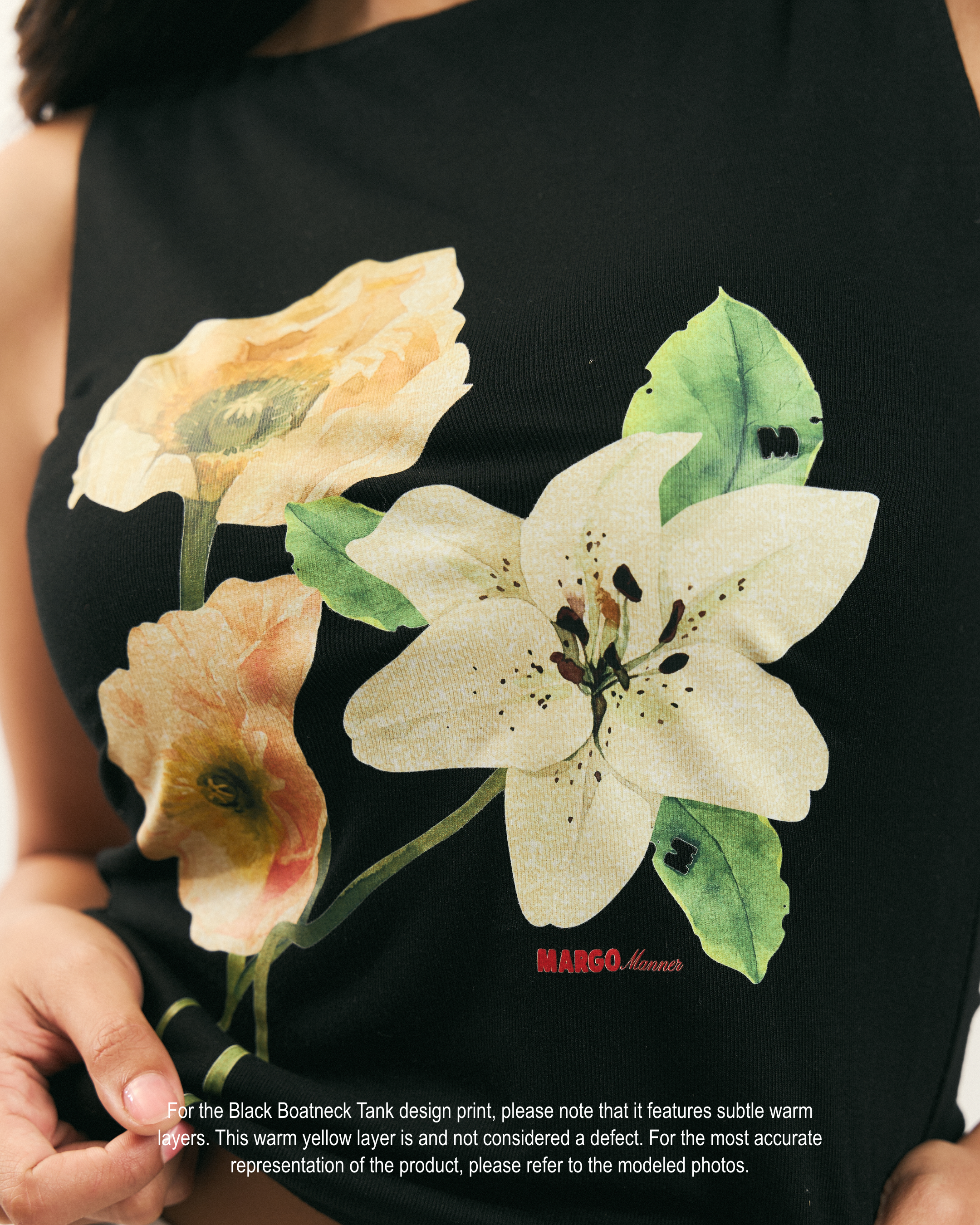 "Poppies" Boatneck Tank (Black)