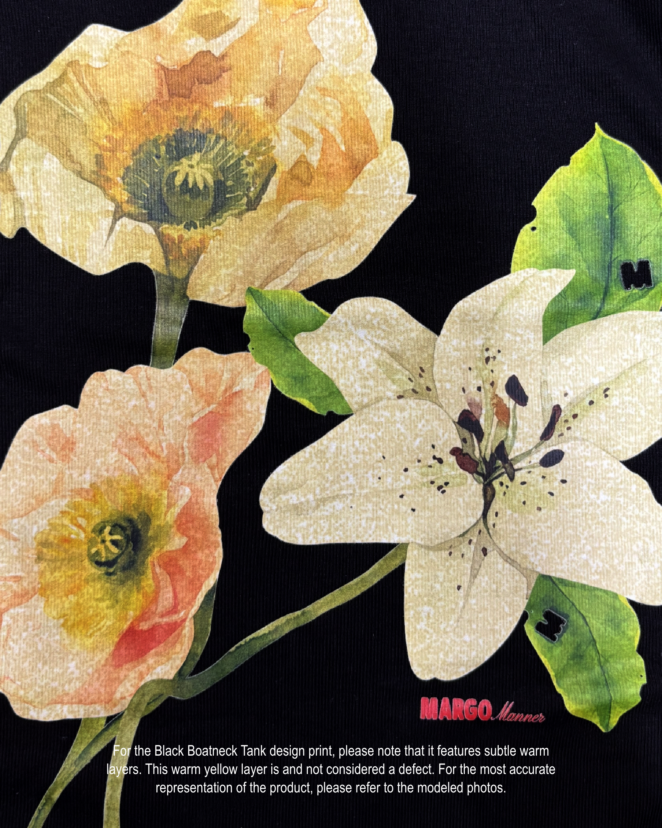 "Poppies" Boatneck Tank (Black)