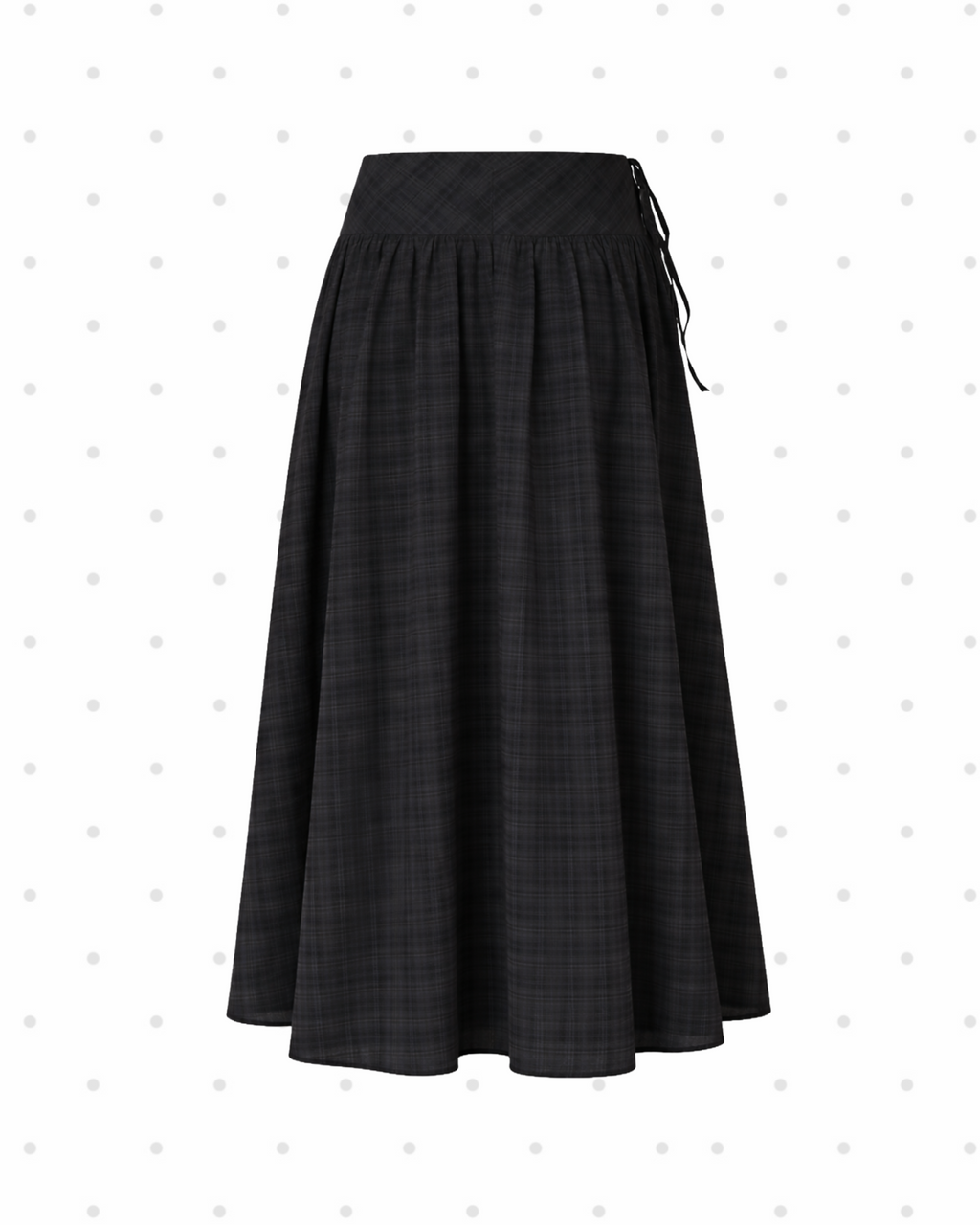 Risa Empire Waist Plaid Skirt (Black)
