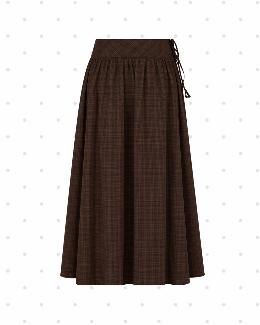 Risa Empire Waist Plaid Skirt (Brown)