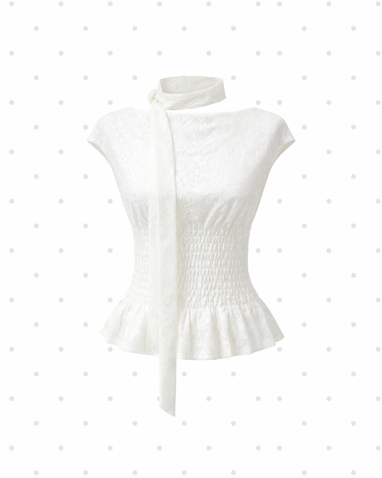 Serena Shirred Lace Top (White)